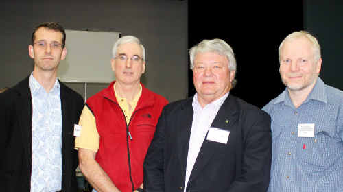 University of Queensland associate professor Jared Dart, Dr John Evans, Flynn MP Ken O’Dowd and Dr Ewen McPhee. University of Queensland associate professor Jared Dart, Dr John Evans, Flynn MP Ken O’Dowd and Dr Ewen McPhee.